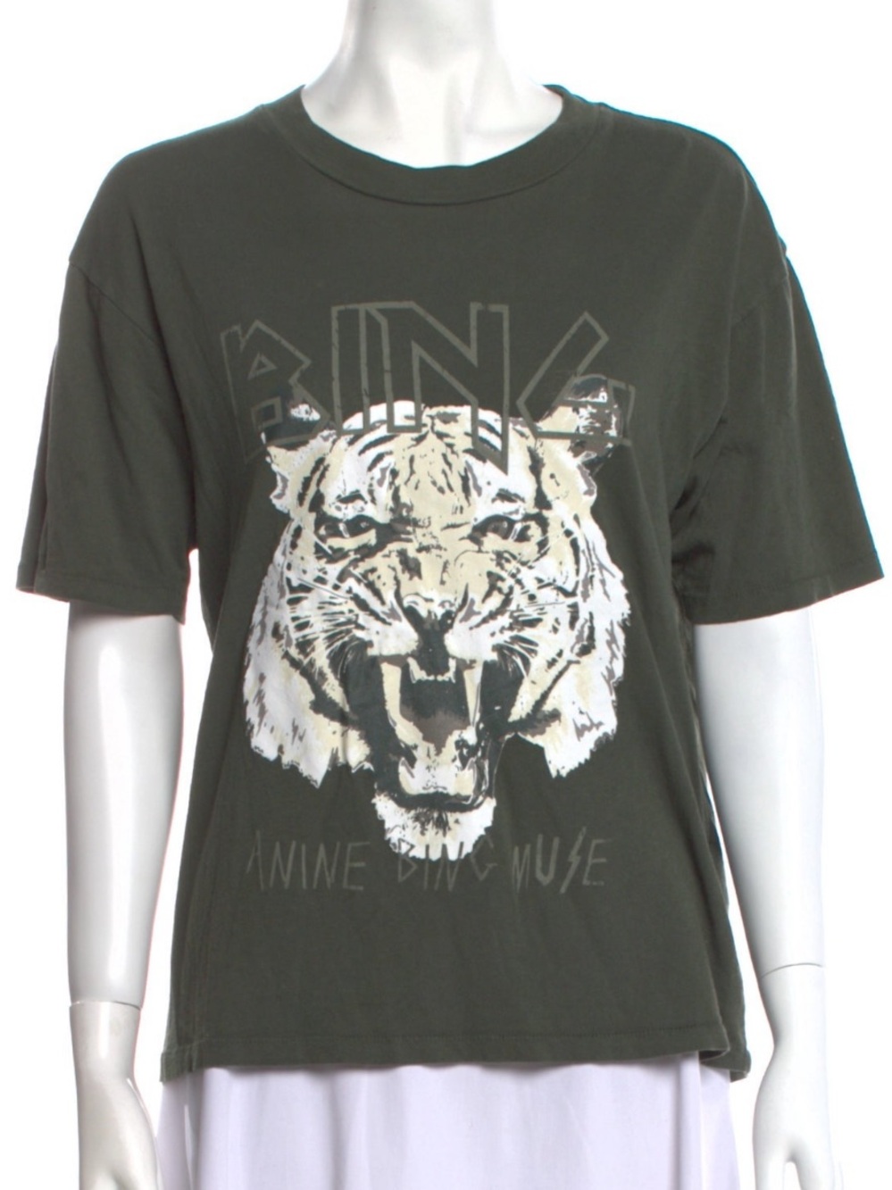 Anine Bing Olive Green Tiger Graphic Tee